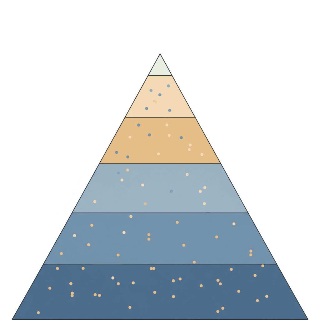 Levels of awareness pyramid from broad base to narrow top for ad targeting