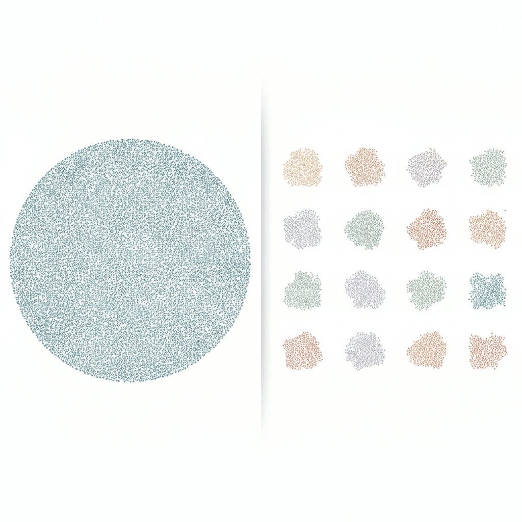 One broad ocean audience versus 100 small pond audiences for awareness-level targeting