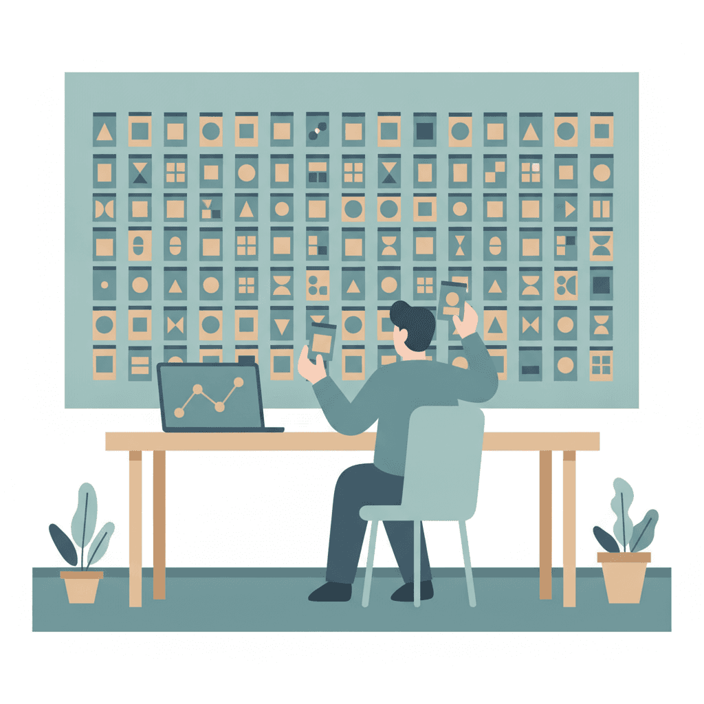 Creative volume in advertising shown as a wall of many varied ad mockups